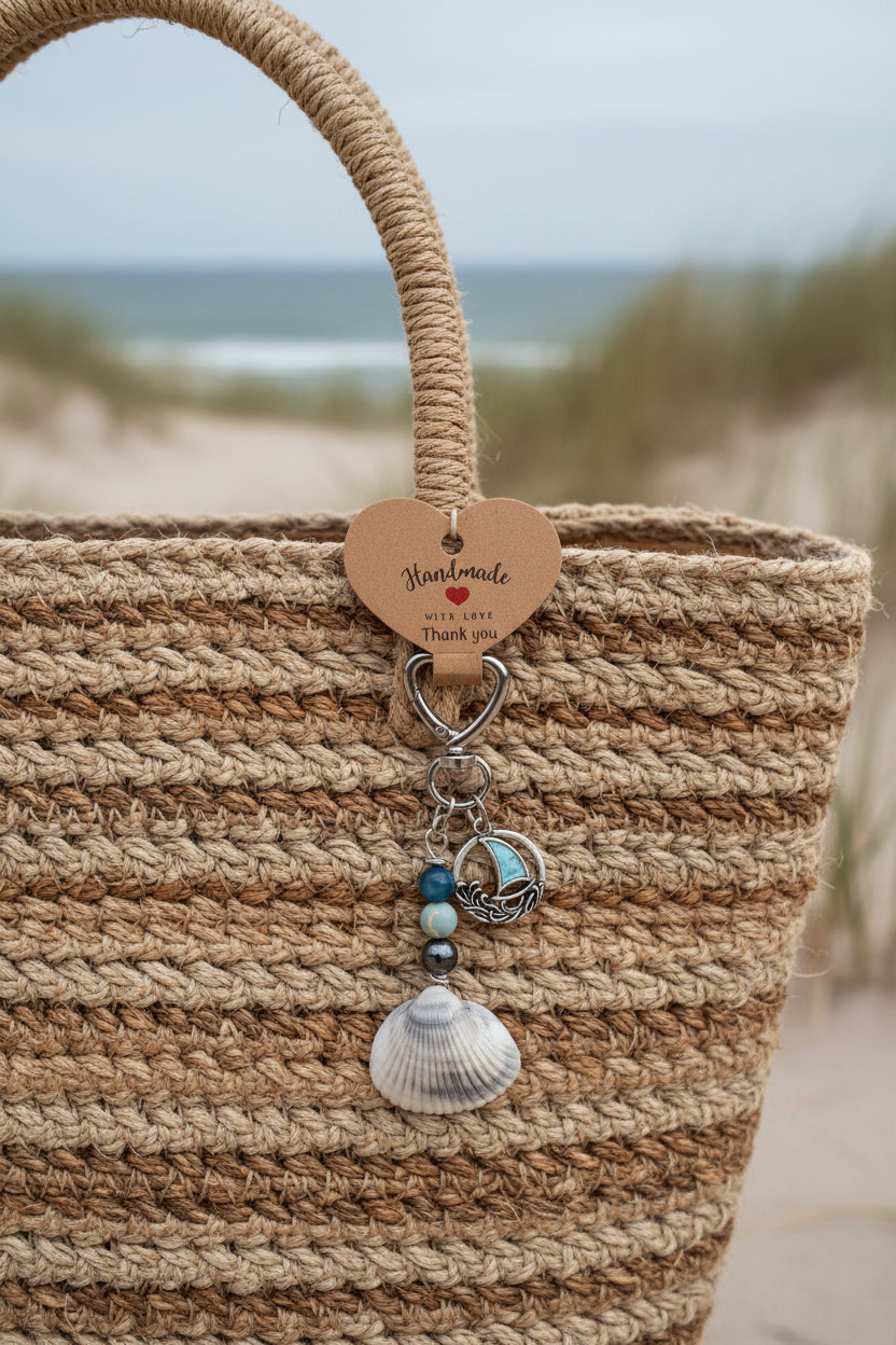 Ark Shell & Sailboat Bag Charm — Nautical Blue