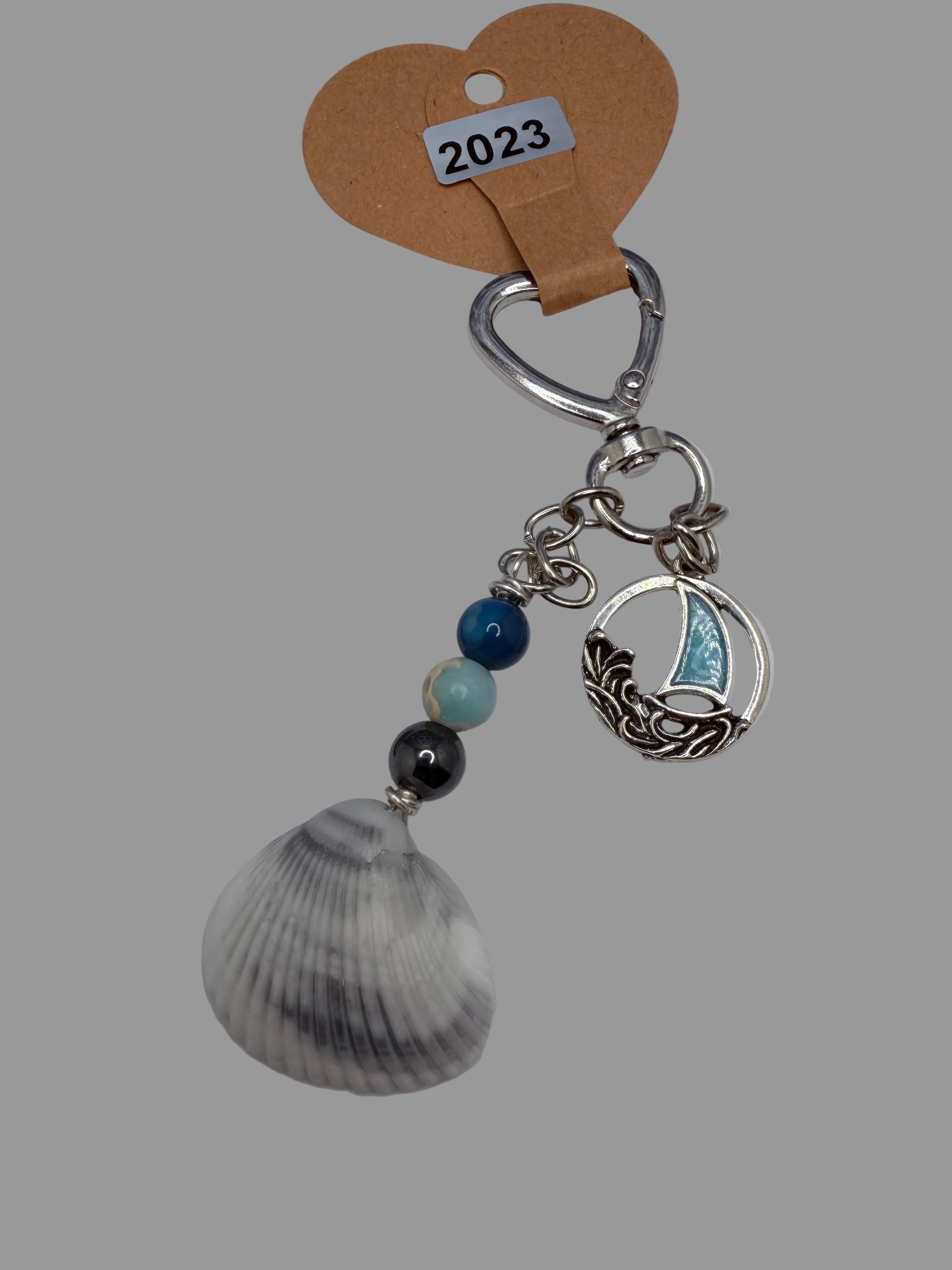Ark Shell & Sailboat Bag Charm — Nautical Blue