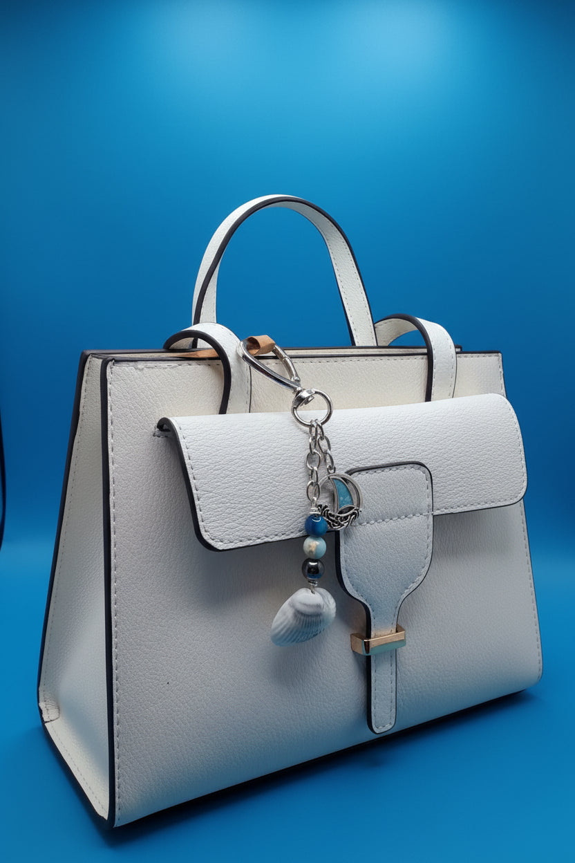 Ark Shell & Sailboat Bag Charm — Nautical Blue