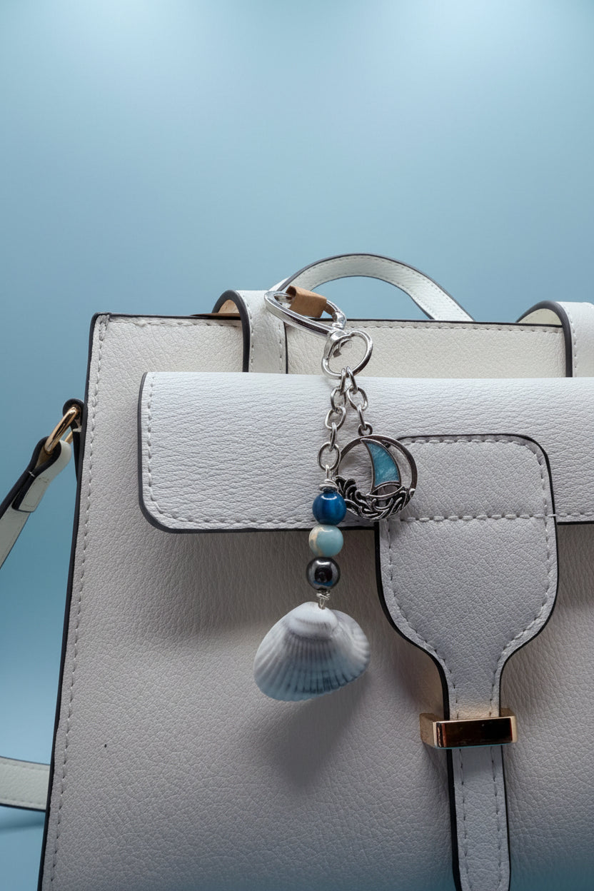Ark Shell & Sailboat Bag Charm — Nautical Blue
