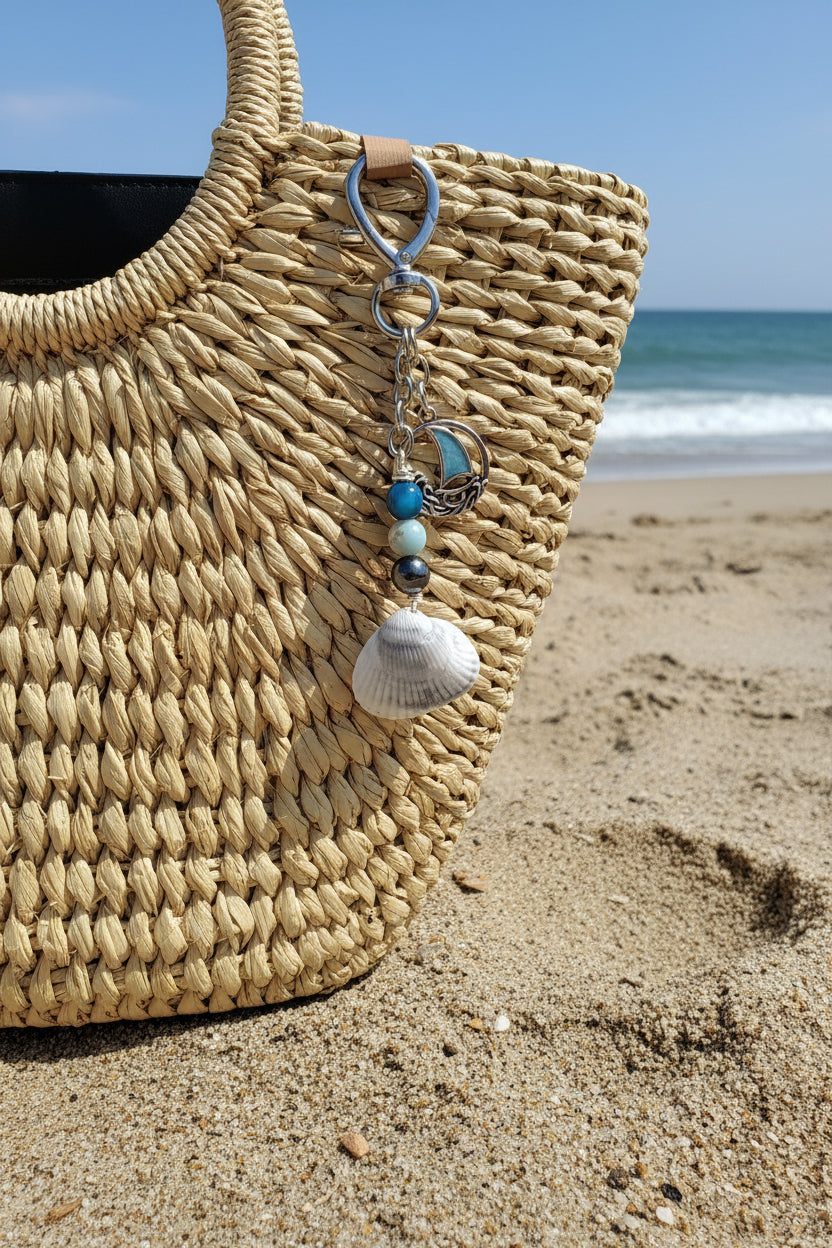 Ark Shell & Sailboat Bag Charm — Nautical Blue
