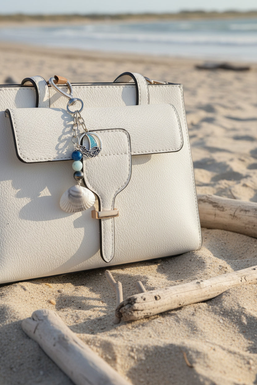 Ark Shell & Sailboat Bag Charm — Nautical Blue