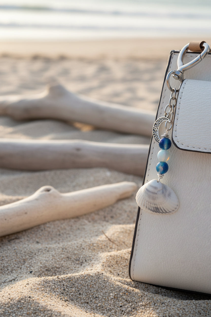 Ark Shell & Sailboat Bag Charm — Nautical Blue