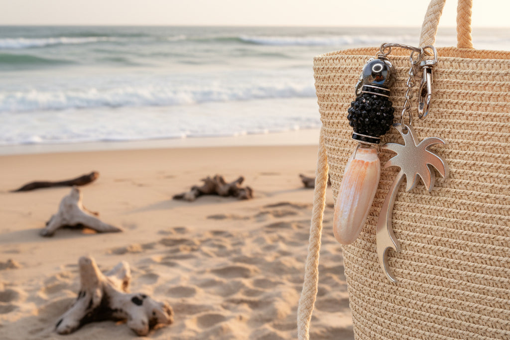 Palm Tree & Lettered Olive Shell Keychain