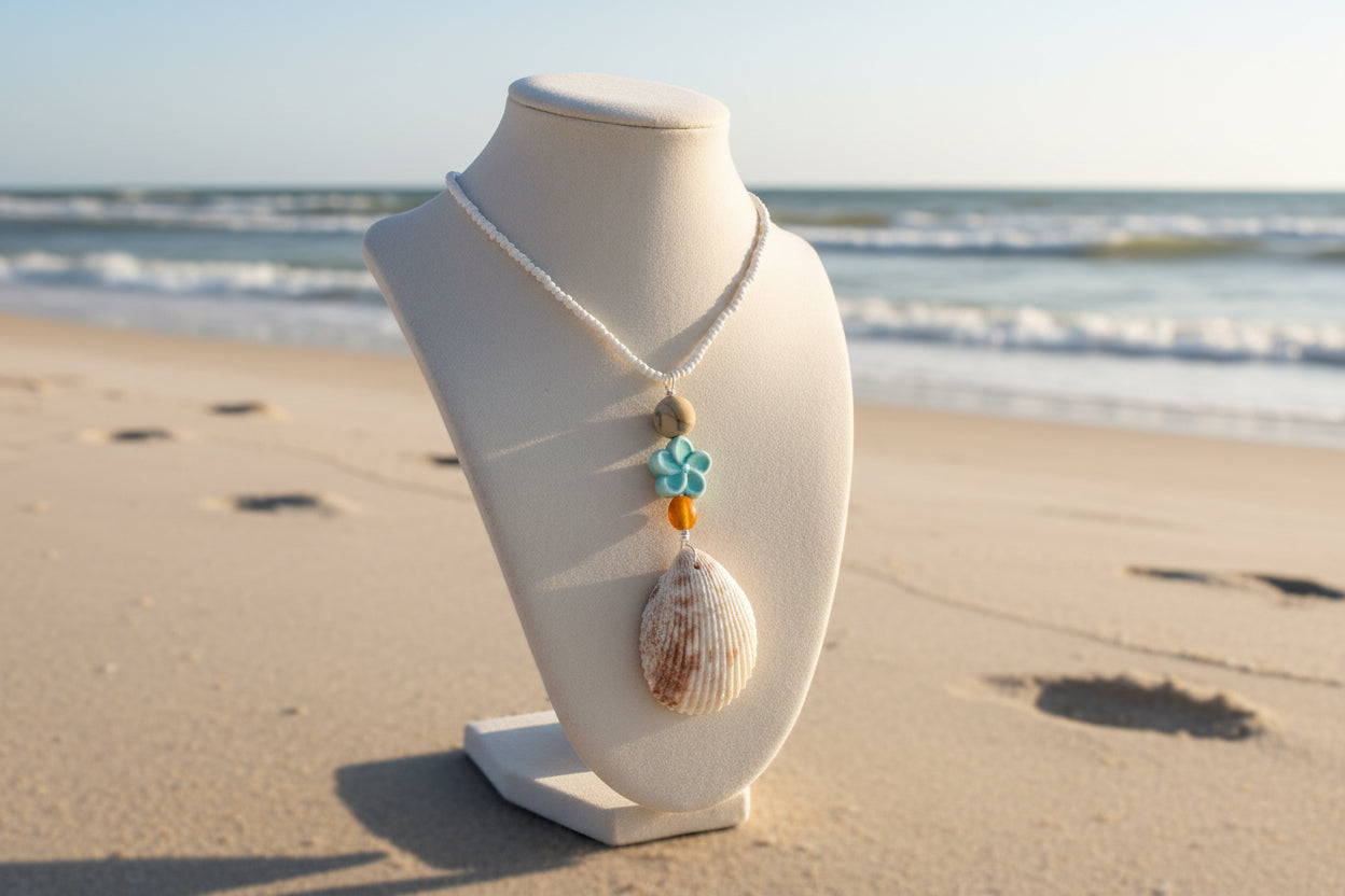 Seaside Teal Daisy Necklace