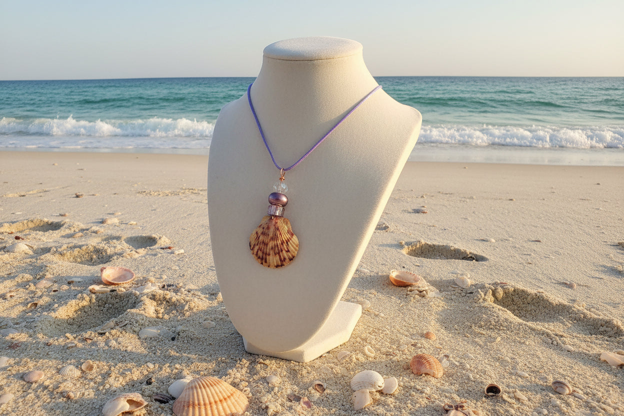 Twilight Purple Tiger Scallop Necklace