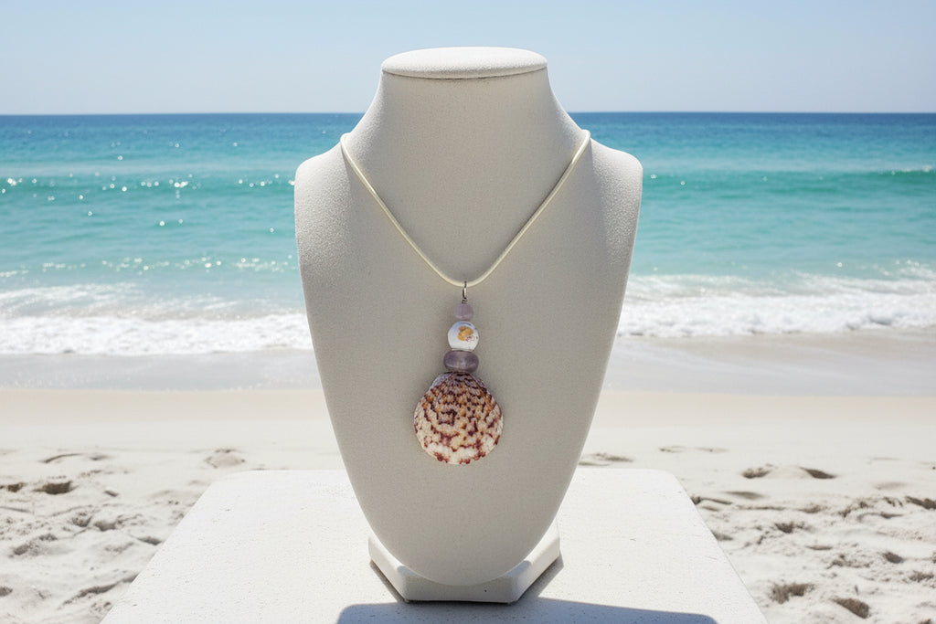 Lavender Cream Blossom Scallop Necklace