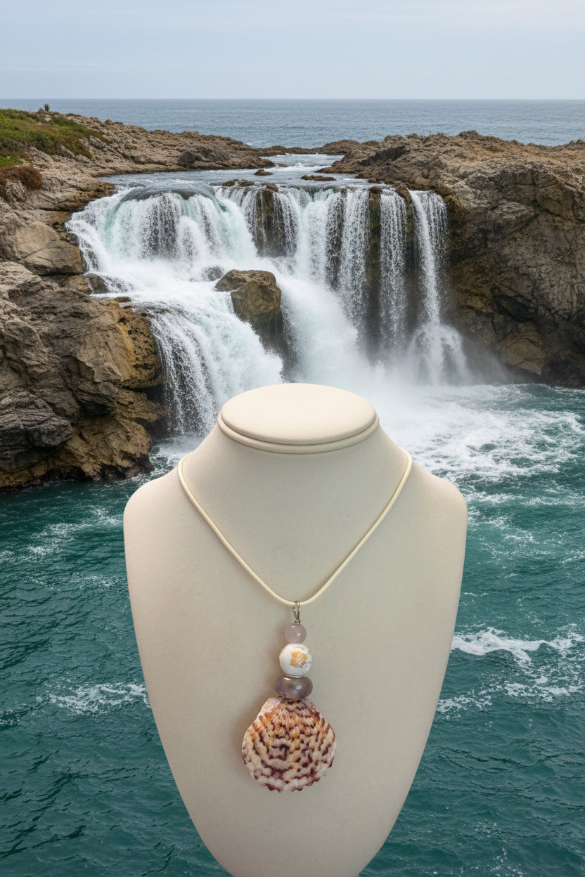 Lavender Cream Blossom Scallop Necklace
