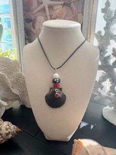 Dark Tide Pearl & Ruby Jewel Scallop Necklace
