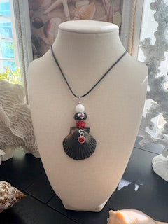 Dark Tide Pearl & Ruby Jewel Scallop Necklace