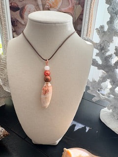 Ivory Copper Turtle Tusk Shell Pendant Necklace
