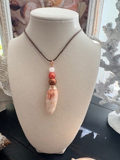 Ivory Copper Turtle Tusk Shell Pendant Necklace