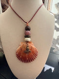 Octopus Bronze Sunset Scallop Charm Necklace