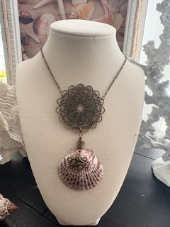 Ursela Under The Sea Bronze Filigree Medallion Scallop Octopus Necklace