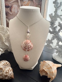 Cascading Leopard Calico Shell Starfish Necklace
