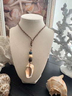 Cowbunga Teal & Brown Bead Lariat Necklace
