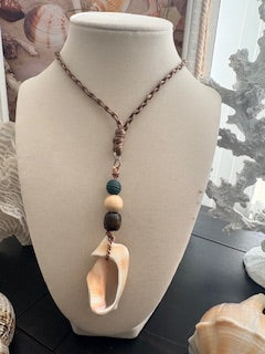Cowbunga Teal & Brown Bead Lariat Necklace