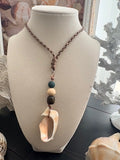 Cowbunga Teal & Brown Bead Lariat Necklace