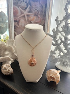 Heart of Gold -Copper Scallop Smoky Quartz Gold Infinity Gold Beaded Chain Necklace