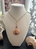 Heart of Gold -Copper Scallop Smoky Quartz Gold Infinity Gold Beaded Chain Necklace