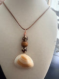Peach  Shell Cheetah Bead Copper Bronze Chain Necklace