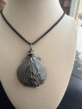 Gunmetal Scallop Twisted Wire Wrap Dark Black Chain Necklace