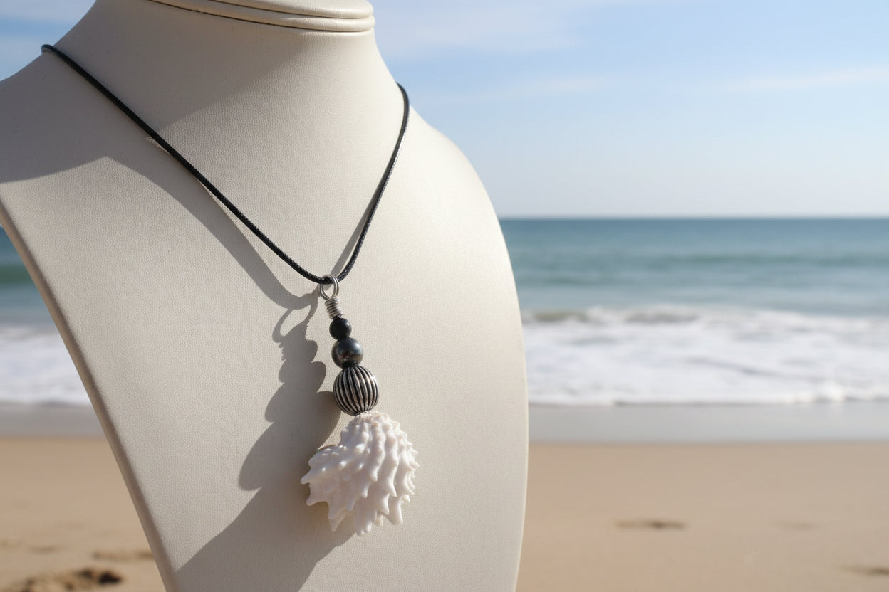 White Neptune Shell Pendant Necklace