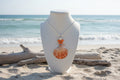 Blossom Dreams Scallop Shell & Orange Flower Bead Pendant Necklace