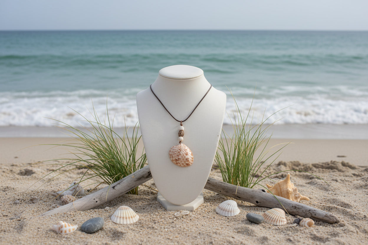 Calm Waters Gold Filigree Bead Pendant Necklace