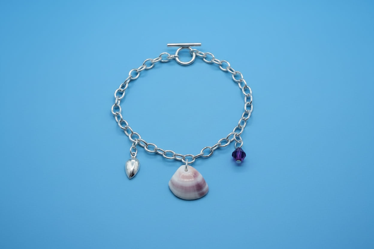 Violet Tide Shell Charm Bracelet