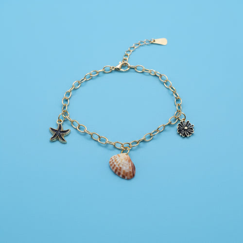 Black & Gold Starfish Charm Bracelet