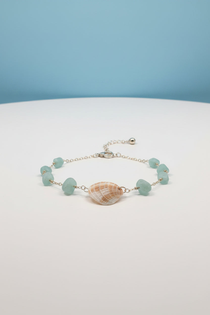 Seafoam Clam Shell Gold Bracelet