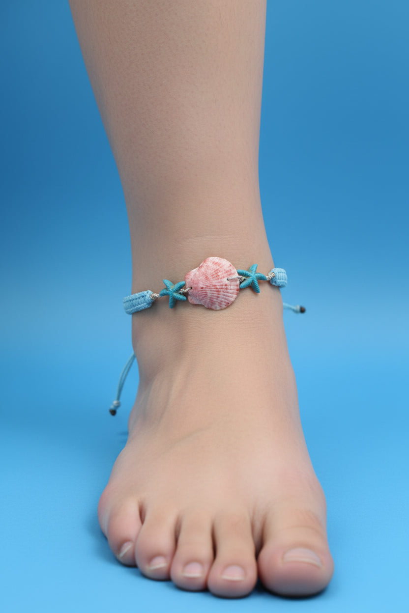 PInk Scallop Starfish Shores Anklet