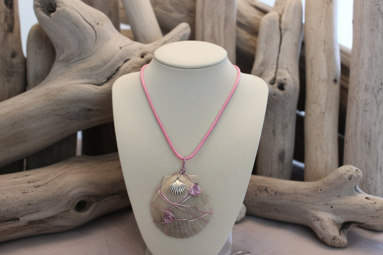 Sunlit Scallop shell necklace