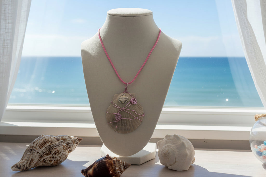 Sunlit Scallop shell necklace