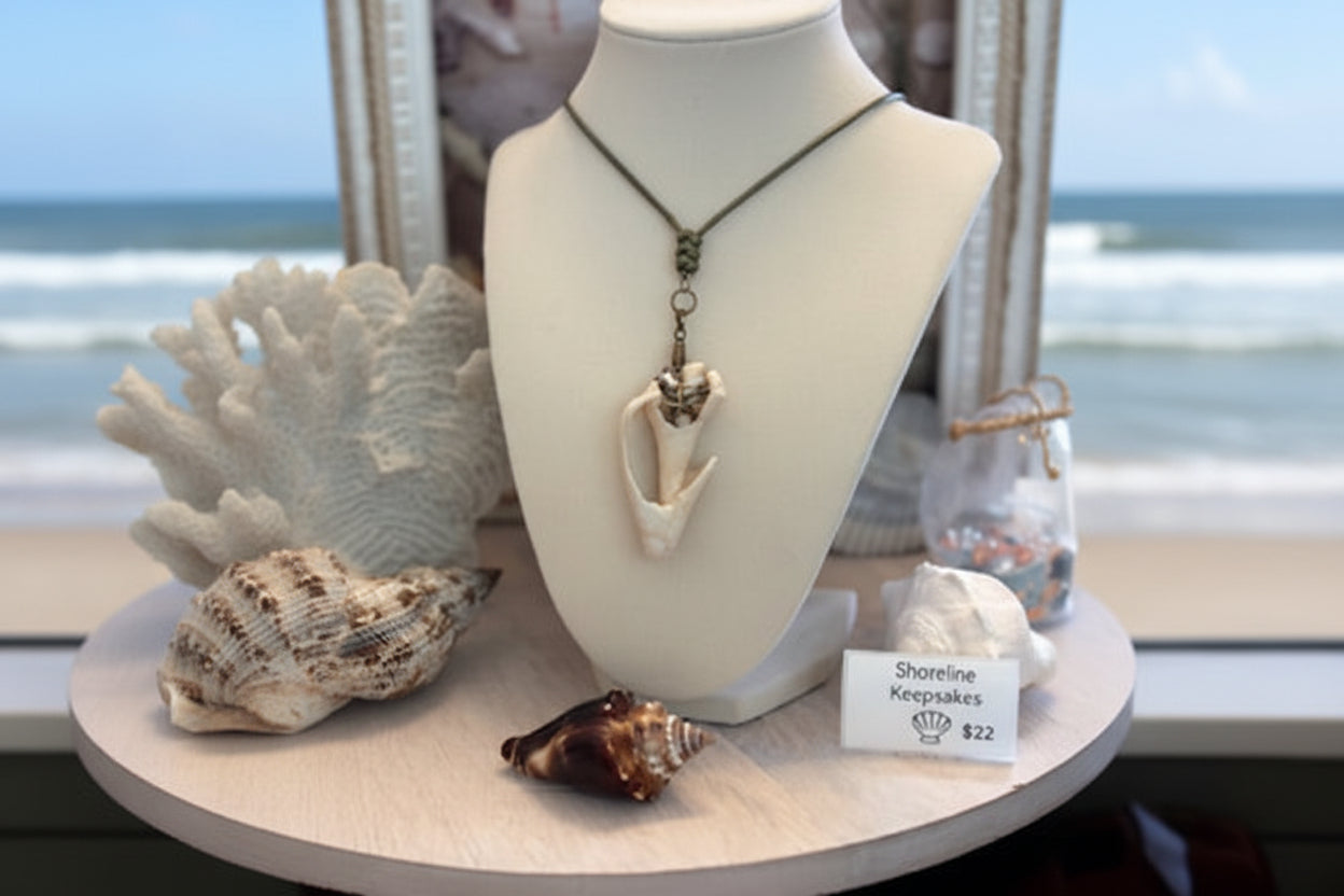 Bronze Wire Wrapped shell necklace -