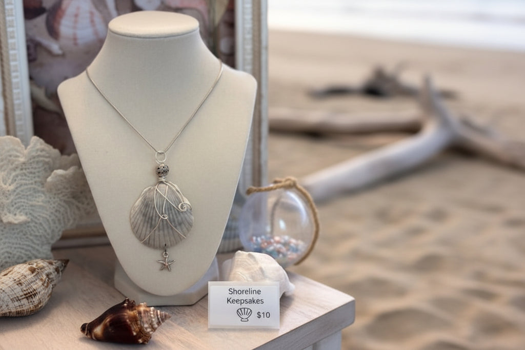 Grey Skies Scallop shell necklace