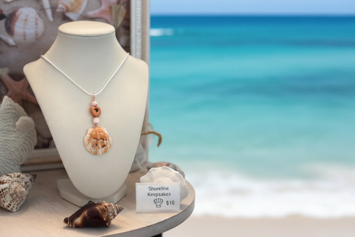 Peachy Perfection Scallop Shell Necklace