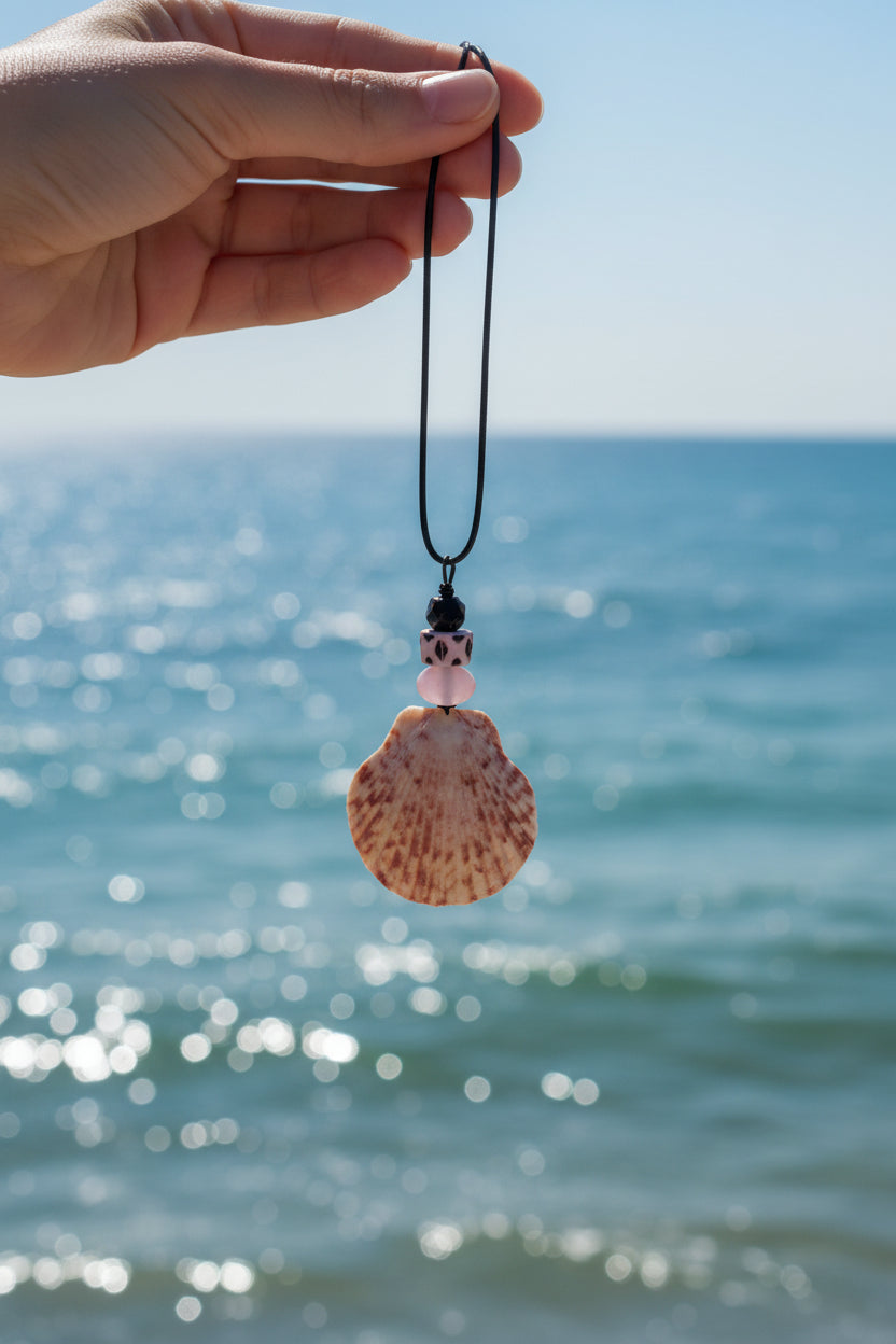 Blush Speckles Shell Necklace - Pink Spotted Scallop from Florida Gulf Shores