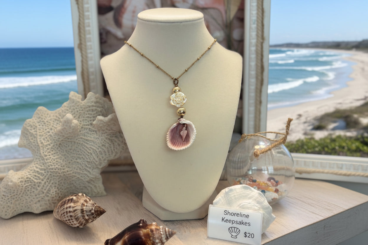 Mermaid Garden cockle seashell necklace