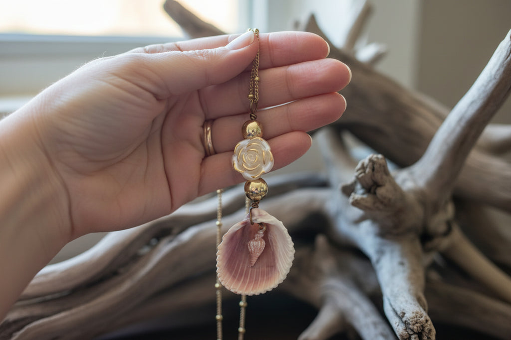 Mermaid Garden cockle seashell necklace