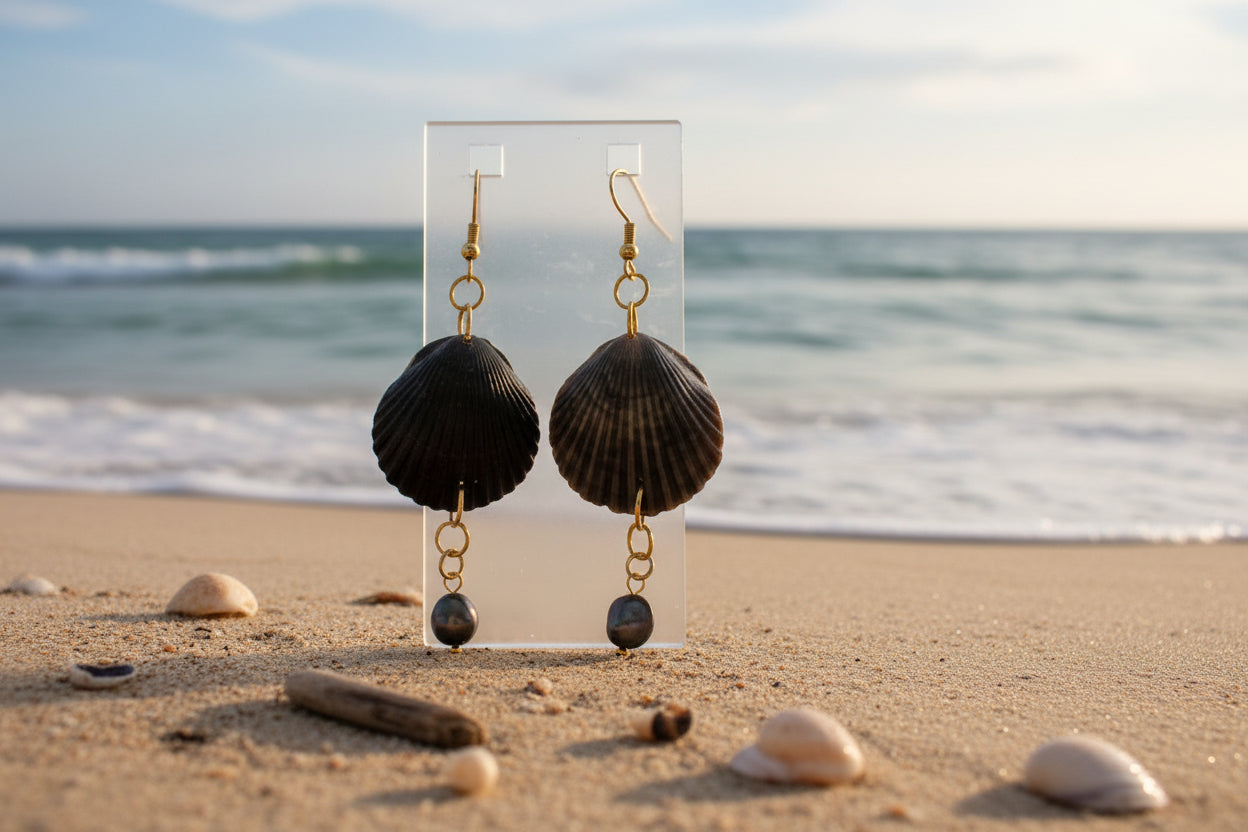Midnight Tide Shell Earrings