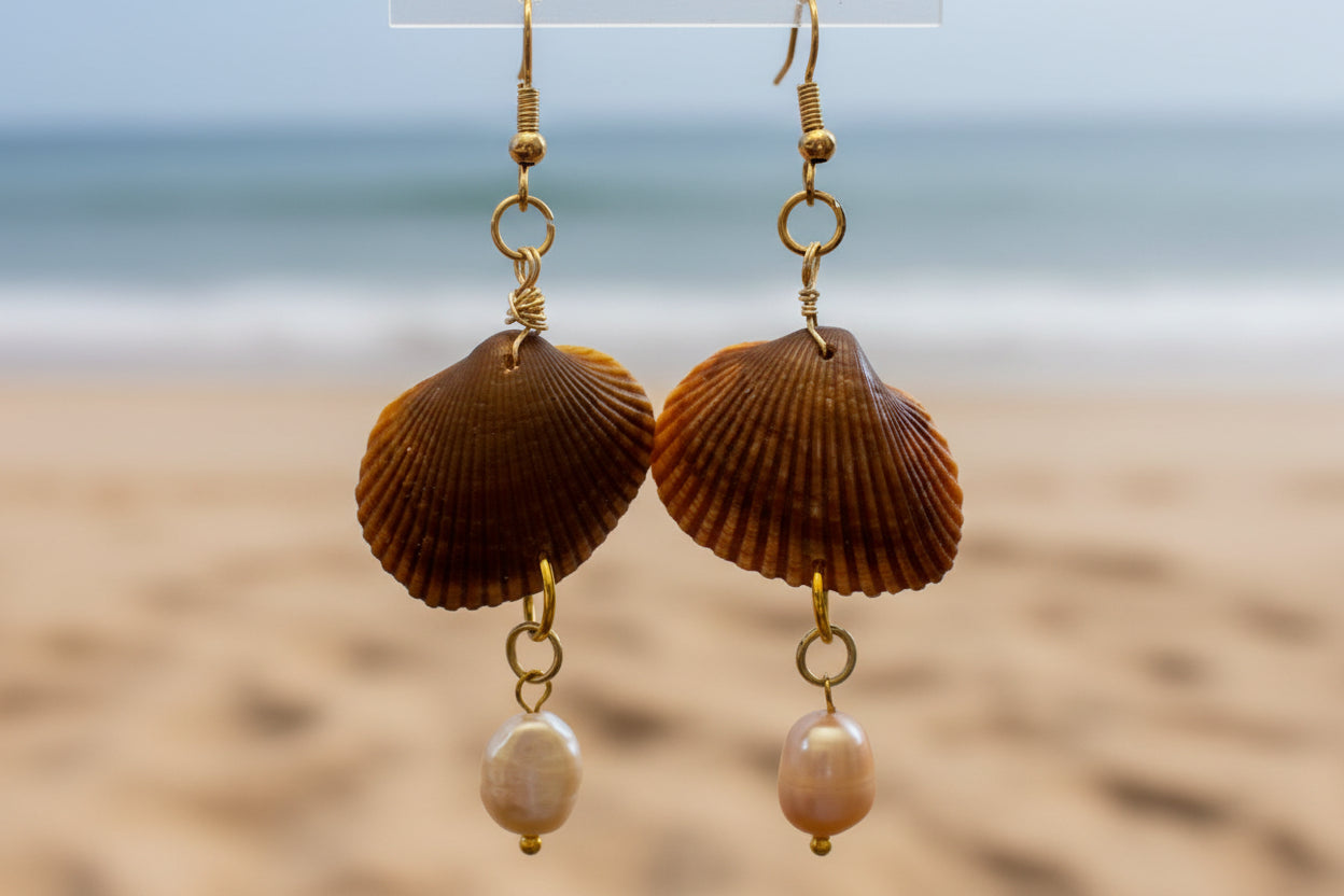 Golden Sunset Shell Earrings