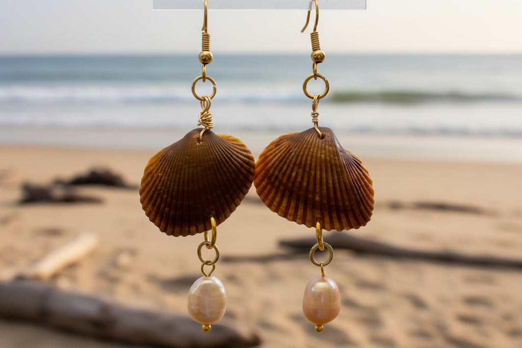 Golden Sunset Shell Earrings