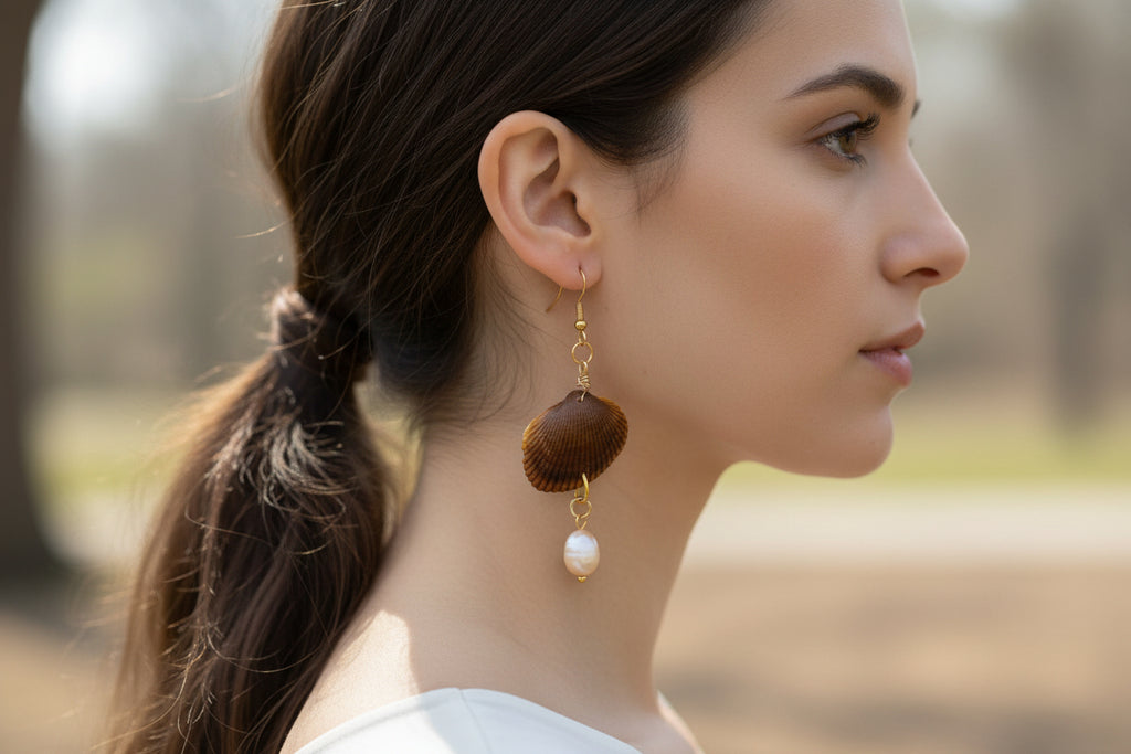 Golden Sunset Shell Earrings