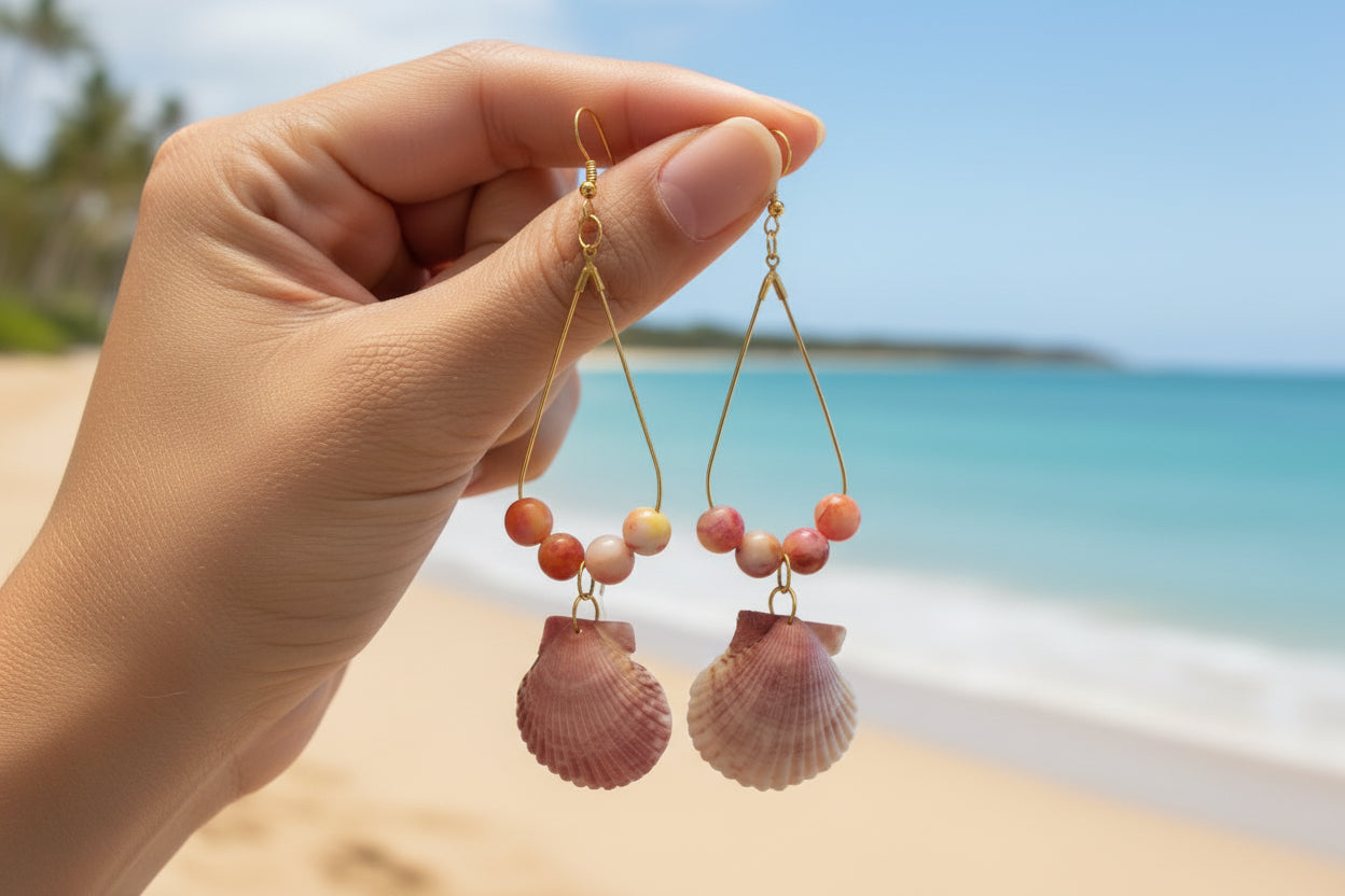 Pink Sunset Scallop Earrings