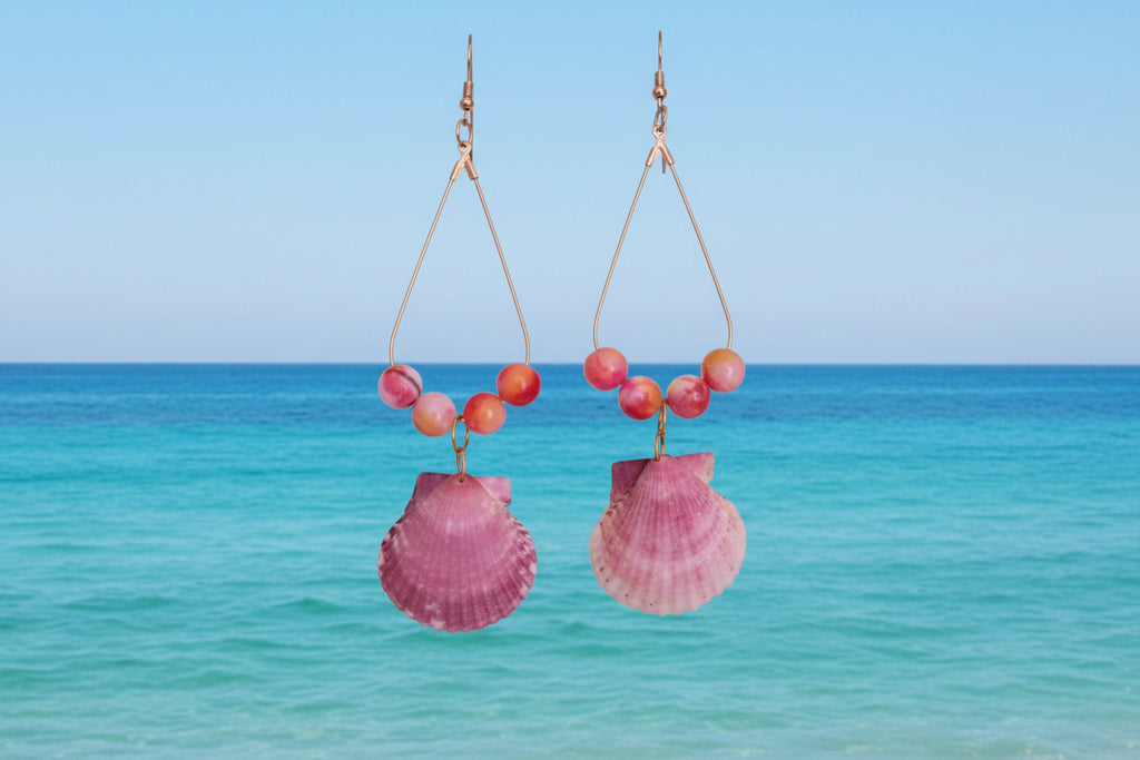 Pink Sunset Scallop Earrings