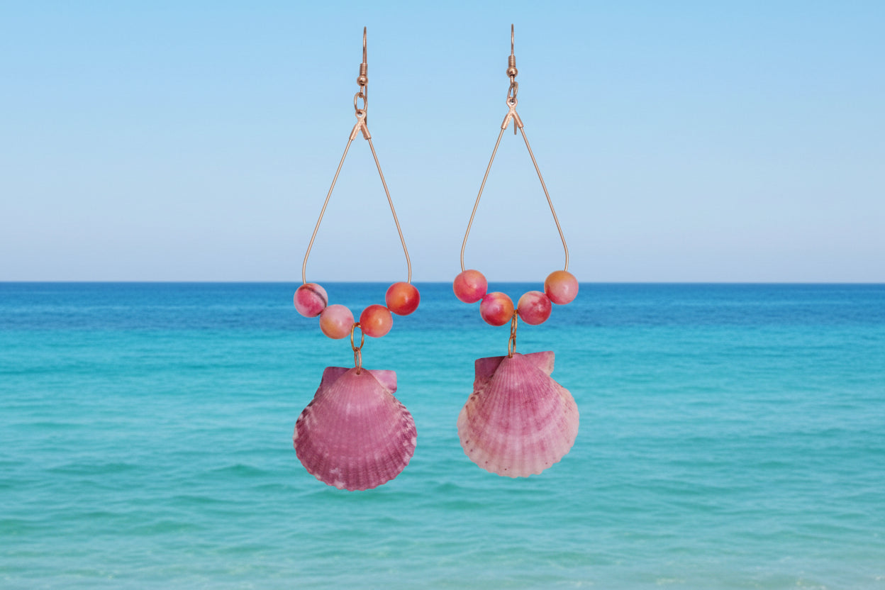 Pink Sunset Scallop Earrings