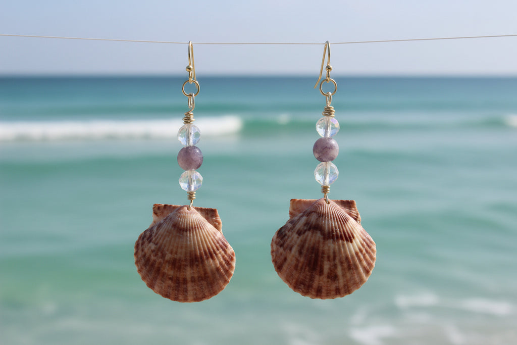 Seaside Tiger Scallop Earrings