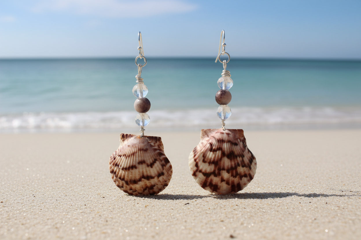Seaside Tiger Scallop Earrings